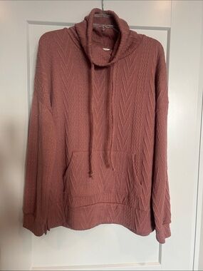 Cherish brand Cozy Dusty Rose Cable-Knit Cowl Neck Sweater size Large.